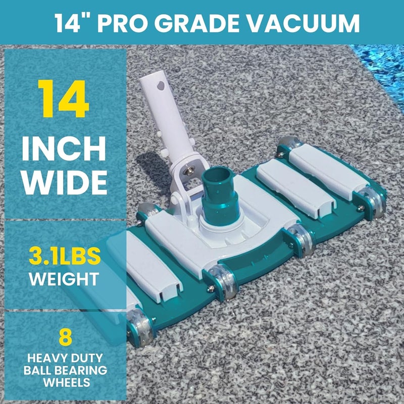 POOLWHALE Professional 1-1/2-Inch x 36-Feet Swimming Pool Vacuum Hoses and Weighted Rotatable Handle Vacuum Head with Wheels, Perfect for Above Ground and Inground Pools - Image 4